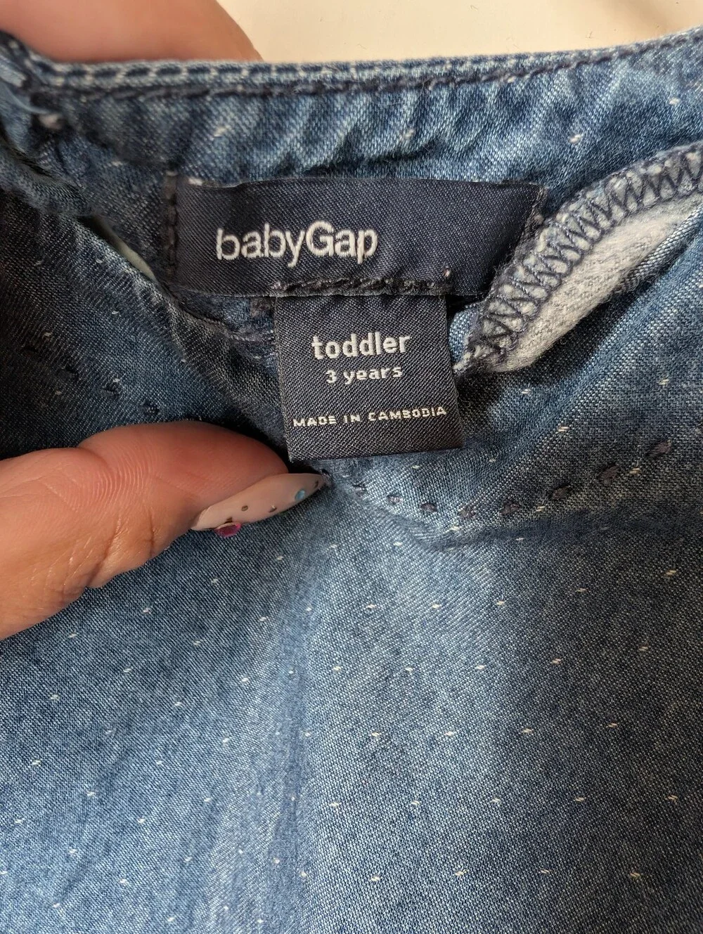 GAP Girls Denim Stitched Chambray Peplum Top - Dark Blue